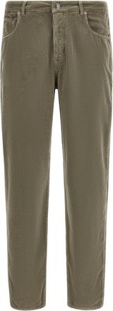 Brunello Cucinelli Green Straight Flat Front Pants