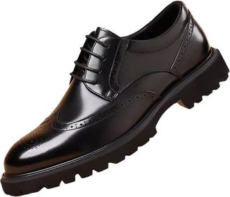 Generic Mens Dress Shoes Genuine Leather Breathable Oxfords Business Formal and Casual Classic British Style Versatile Wear for Wedding Groom Office Work(7.5)