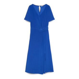 Fiorella Rubino Jerseyjurk met zijlussen - Dames - Casual kleedjes - Blauw - XL - Polyester - Kleedjes
