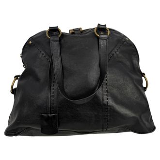 Saint Laurent Yves Saint Laurent Oversized Muse Shoppers Tas in Zwart Kalfsleer