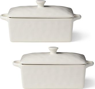 Certified International Linen Cream Set Of 2 Rectangular Mini Bakers