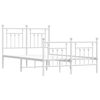 Berkfield Home Metal Bed Frame with Headboard & Footboard White 120x200 cm | Size: Small Double