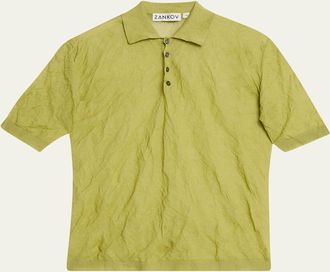 Zankov Mens Origami Crinkled Polo Shirt