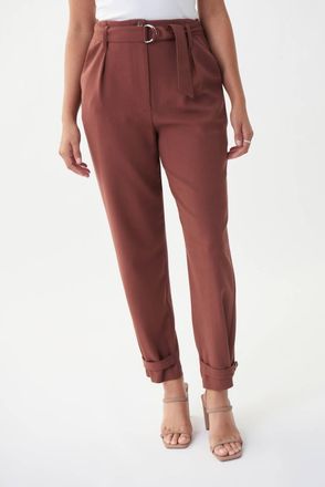 Joseph Ribkoff Rolled Tab Pants In Brown