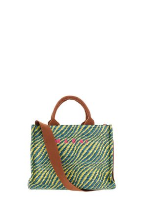 Marni Small Tote Bag With Vibrant Wavy Pattern And Versatile Handles