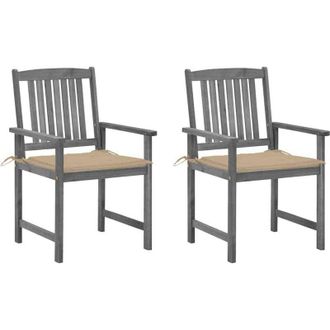 vidaXL Sillas De Jard&iacute;n Con Cojines 2 Uds Madera Maciza De Acacia Gris Vidaxl