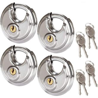 OEM Juego De 4 Candados De Seguridad Redondos, Candado Redondo De Acero Inoxidable De 70 Mm, Candado De Disco Resistente A La Corrosi&oacute;n Para Cobertizos, G