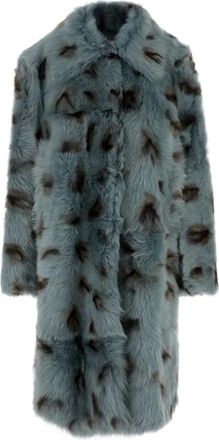 Jil Sander leopard-print shearling coat - Blauw