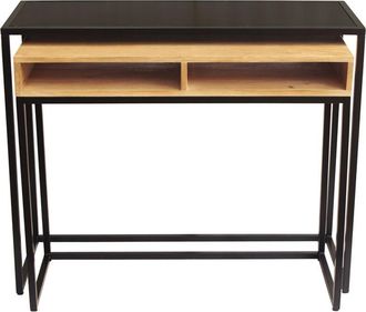 Miliboo Mesa Consola / Escritorio De Madera De Mango Maciza Y Metal 100 Cm Ypka