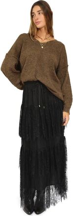 Belle & Bloom Dreamy Days Lace Tiered Skirt in Black at Nordstrom, Size X-Small