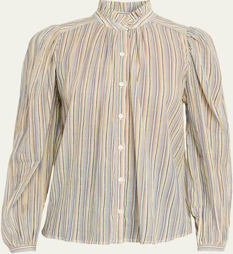 Alix of Bohemia Annabel Long-Sleeve Striped Cotton Blouse