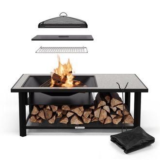 Blumfeldt Blumfeldt Merano Avanzato 3-en-1 Cuenco De Fuego Con Funci&oacute;n De Parrilla Se Puede Utilizar Como Una Mesa 122 X 87 Cm