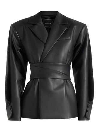 Mani&egrave;re De Voir Marie twist-sleeve belted blazer - Black