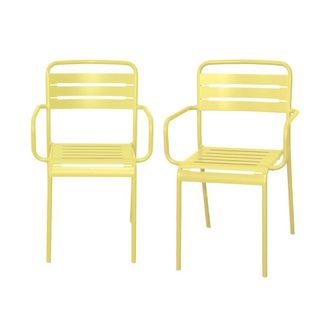 Sweeek Sill&oacute;n de jard&iacute;n bistr&oacute; de acero, set de 2, amarillo