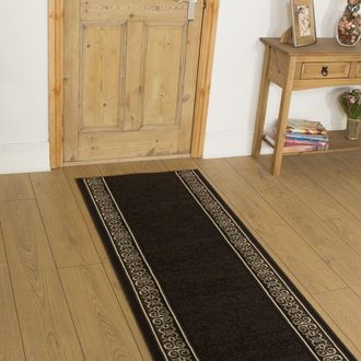 Runrug Hallway Carpet Runner Rug - Soft & Comfy, 9mm - Tribal in Brown | Size: 70 cm x 360 cm