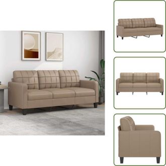 vidaXL The Living Store Divano a 3 Posti Cappuccino 180 cm in Similpelle - Divano in similpelle