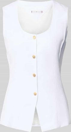 Tommy Hilfiger Slim Fit Weste aus Leinen-Mix in Weiss, Gr&ouml;&szlig;e 34