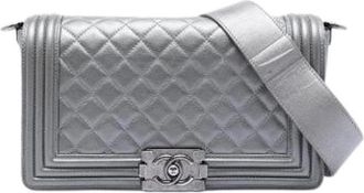 Chanel Pre-owned Boy Flap Bag - Dames - Vintage Schoudertas - Grijs - ONE Size - Leer - Vintage