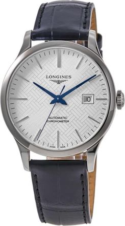 Longines Automatic Silver Dial Leather Strap Mens Watch L2.821.4.18.2