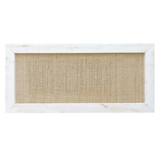 NATYAL Cabecero de rafia natural y madera maciza blanco envejecido 160x74cm