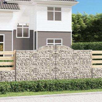 Berkfield Home Arched Gabion Baskets 4 pcs 300x50x140/160 cm Galvanised Iron in Silver