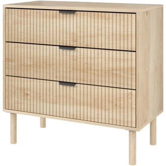 HOMCOM Mobile Cassettiera a 3 Cassetti in Legno, 80x40x77.5 cm, Rovere - Homcom