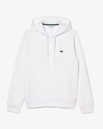Lacoste Mens Zip Up Sweatshirt White Cotton - Size X-Large