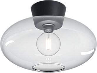 Belid Bulloxl Globe Plaf&oacute;n Flat Negro, Cristal Transparente 1x E27