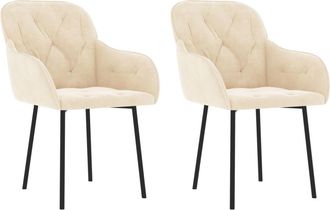 vidaXL Sillas De Comedor 2 Unidades Terciopelo Crema Vidaxl
