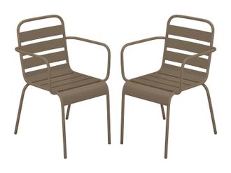 Vente-Unique Conjunto de 2 sillones de jard&iacute;n apilables de metal - Topo - MIRMANDE de MYLIA