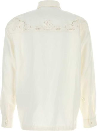 Gucci Mens Linen Polo Shirt White