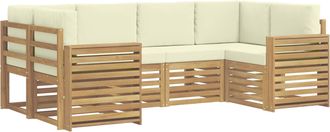 vidaXL Conjunto De Sof&aacute;s De Exterior 6 Uds. Blanco Y Crema Poli&eacute;ster Vidaxl
