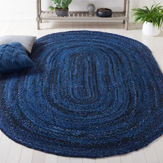 Safavieh Alfombra algod&oacute;n azul marino/negro 122 x 183 cm