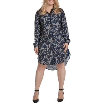 Standards & Practices Camo Chiffon Long Sleeve Shirtdress in Midnight Camo at Nordstrom, Size 1 X