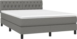 vidaXL Cama Box Spring Con Colch&oacute;n Tela Gris Oscuro 140x200 Cm Vidaxl
