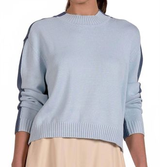 Elan Mila Colorblock Sweater In Light Teal