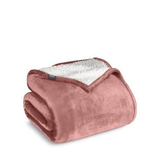 Bare Home Reversible Plush Fleece Blanket in Dusty Rose at Nordstrom, Size Twin