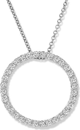 Pompeii3 1/2 Ct Circle Lab Grown Diamond Pendant 10k White Gold 18 Necklace