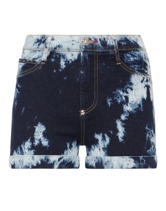 Philipp Plein Denim High waist Hot pants Bleached