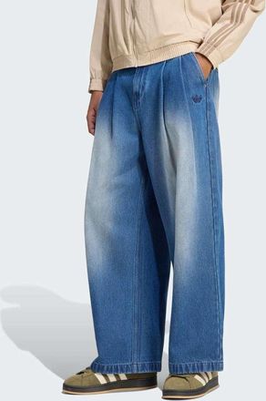 adidas Originals Jeans a vita medio alta in denim con fondo ampio-Blu