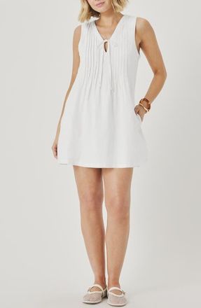 Splendid Stella Pintuck Detail Linen Minidress in White at Nordstrom, Size Medium