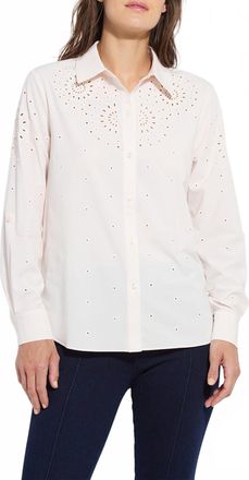 Lyssé Zelie Eyelet Embroidered Shirt In Seed Pearl