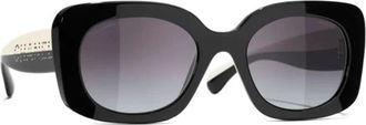 Chanel Sunglasses, female, Black, Size: 53 MM Square-Frame Acetate Sunglasses