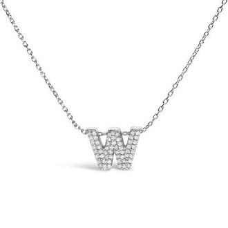 House of Brilliance 10K Gold Diamond Accent A-Z Initial Bubble Pendant Necklace in White | W at Nordstrom