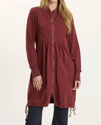 Xcvi Salems Door Fleece Funnel-Neck Longcoat In Red