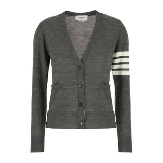 Thom Browne Cardigans, female, Gray, Size: XS Stylish Knitwear Collection