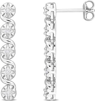 Mimi & Max 1/6ct TDW Diamond Twist Drop Earrings in Sterling Silver