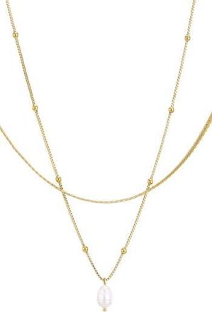 Adornia Set of 2 Assorted Chain Necklaces in White/Gold at Nordstrom Rack