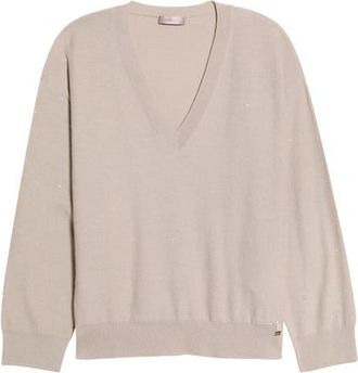 Herno Sequin Embellished Wool Blend Sweater in 1985 Chantilly at Nordstrom, Size Large