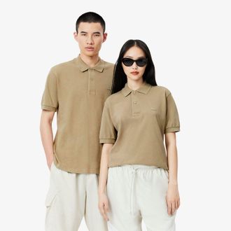 Lacoste Heren Lacoste Classic Fit L.12.12 Washed Effect Poloshirt in Beige